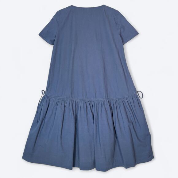 COS Drawstring Organic Cotton Dress Women's XS Prairie Boho Oversized Pockets - Picture 2 of 9